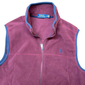 Polo Ralph Lauren Fleece Vest Men's Size Medium Burgundy Red Pony Full zipper